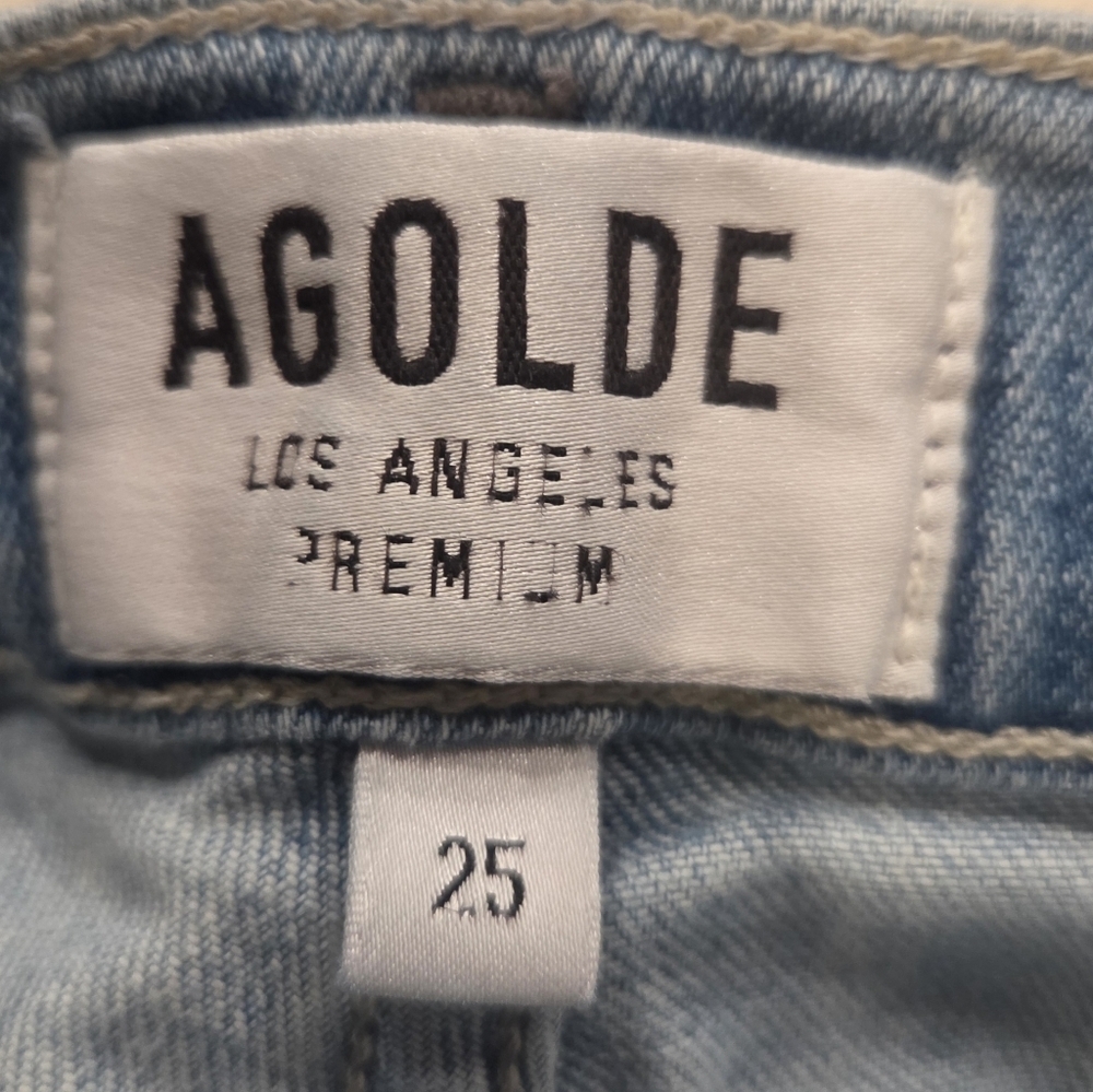 Agolde Sophie Ripped Skinny Cropped Jeans- In Light Wash Denim - Picture 2 of 13